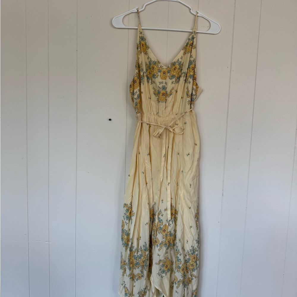 Yellow Floral Spaghetti Strap Maxi Dress